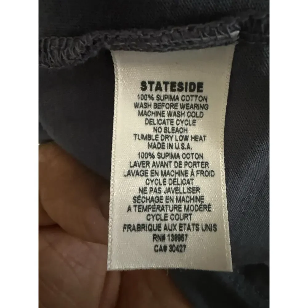 Stateside Women's Blue Knit Midi Pencil Skirt Back Slit Stretch Supima Medium